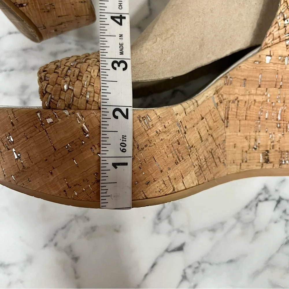 Donald J. Pliner Tan Woven Cork Platform Wedges